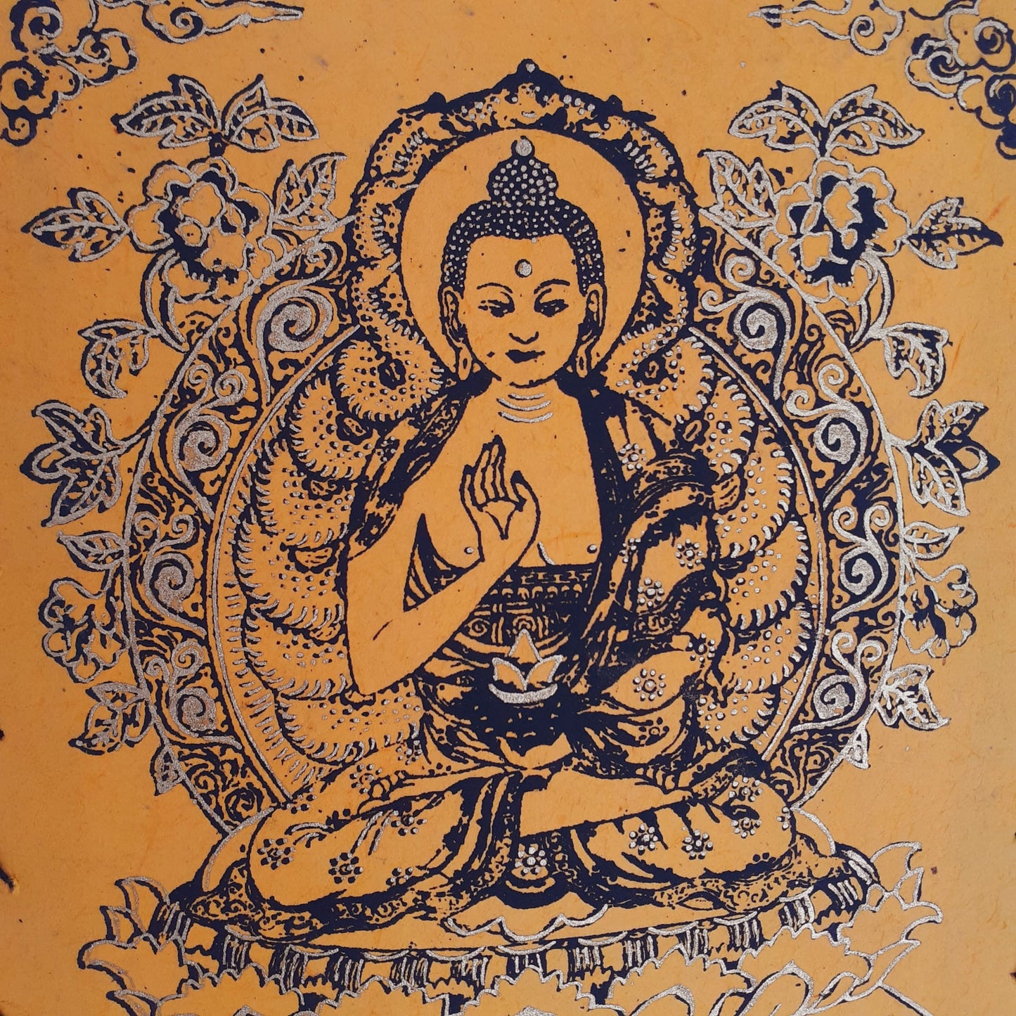 Lokta Paper Nepalese Lampshade Buddha (Yellow)