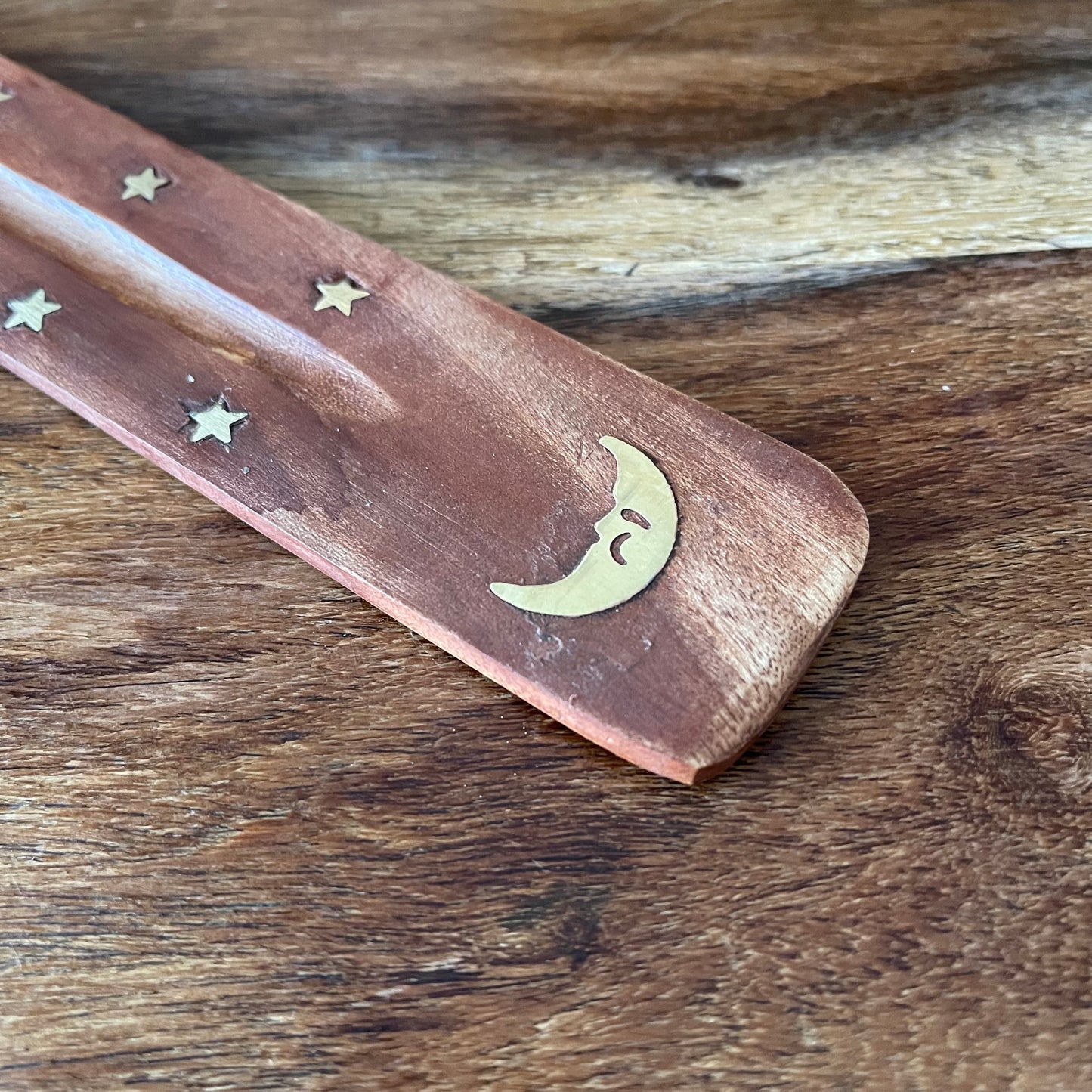 Incense Holder ash catcher brass inlay Moon