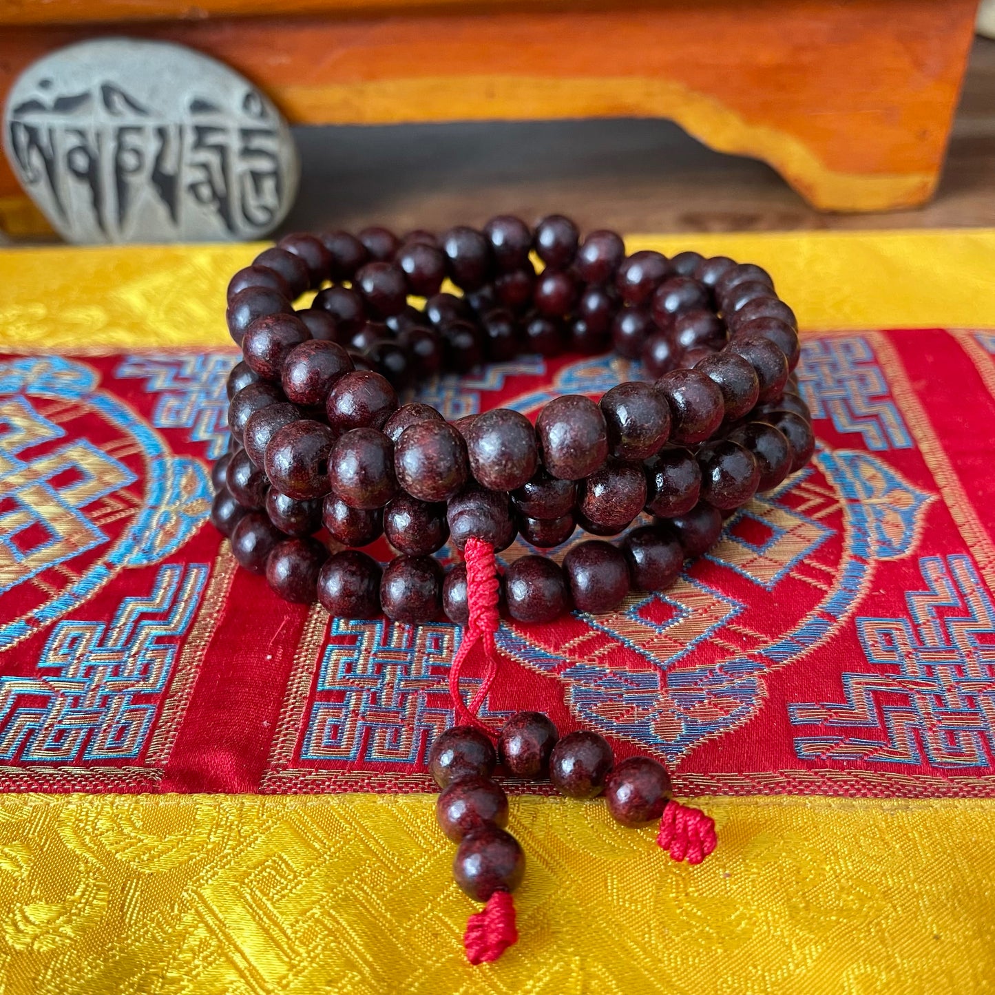 Red Wood Prayer Beads Mala 10 mm | Buddhist prayer beads