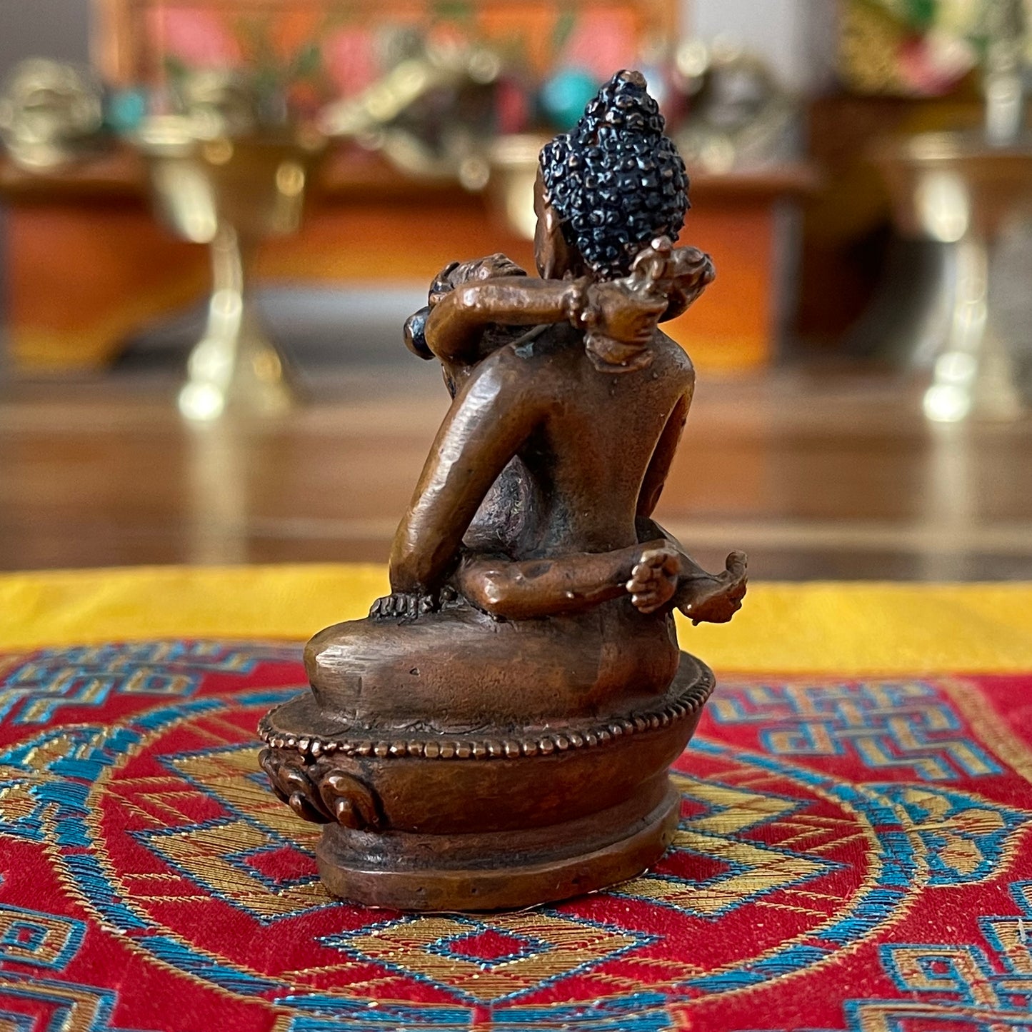 Copper Tibetan Statue of Samantabhadra 6 cm (fine detail)
