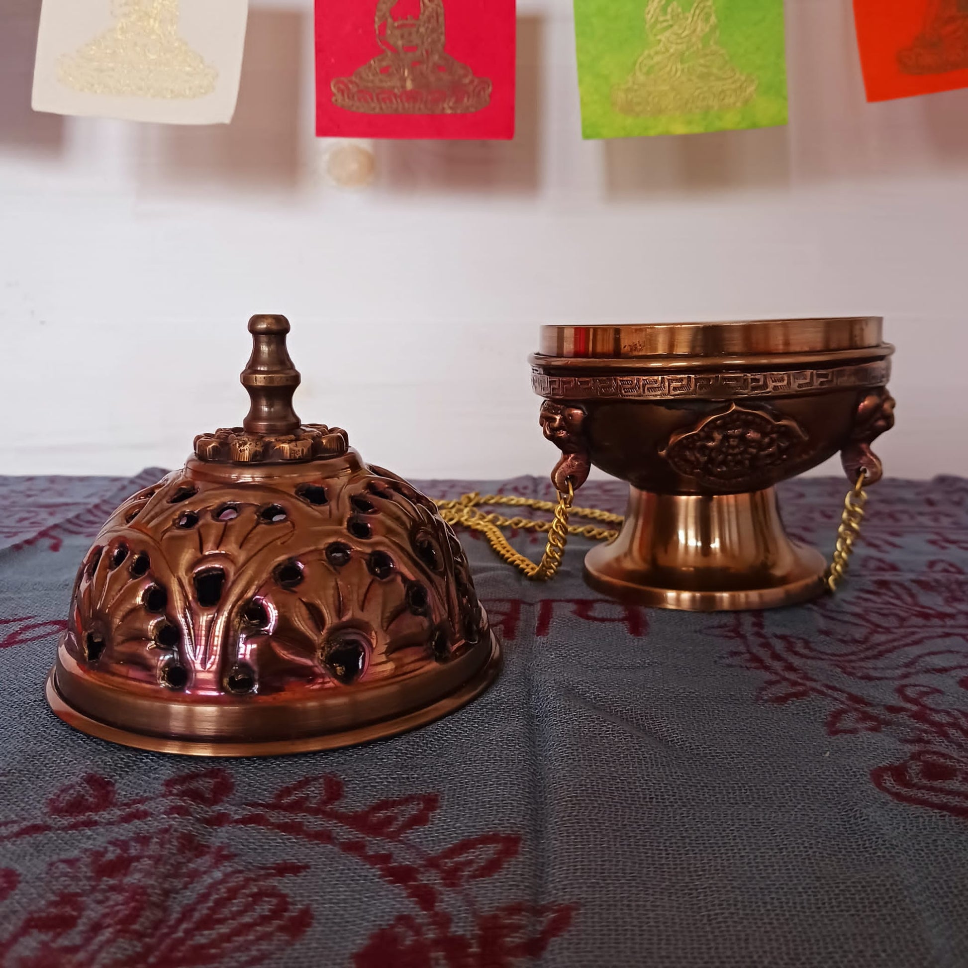 Tibetan Buddhist Hanging Incense Burner | Powder incense Burner 