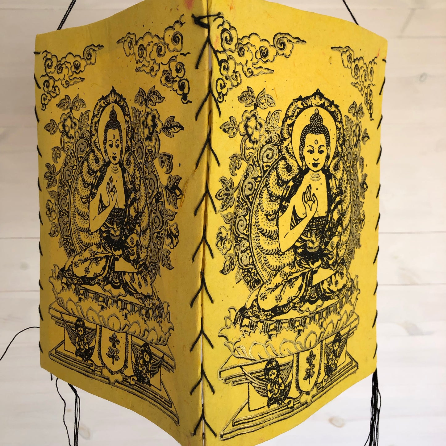Lokta Paper Nepalese Lampshade Buddha (Yellow)