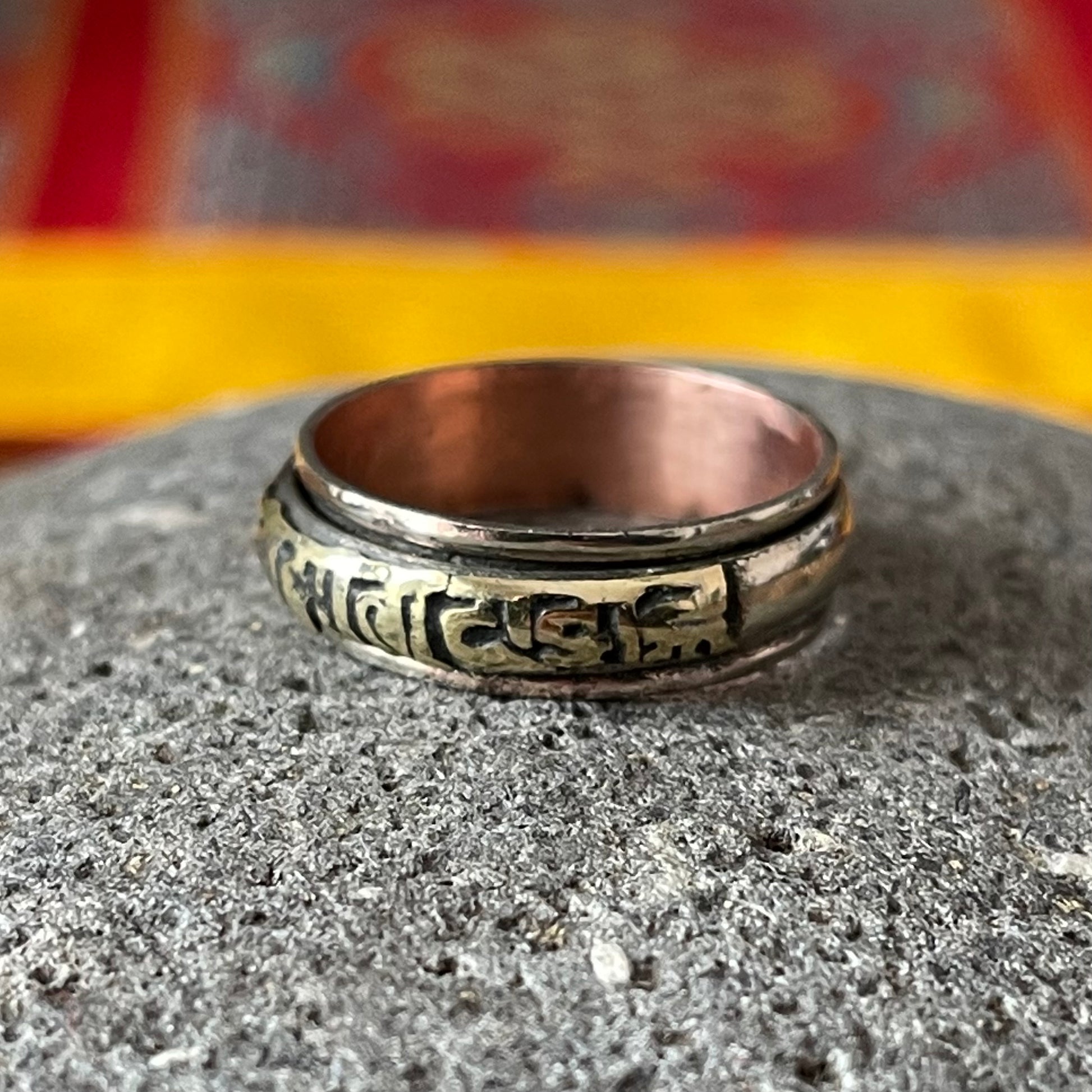 Tibetan Mantra spinning Copper finger ring | Buddhist Jewelry