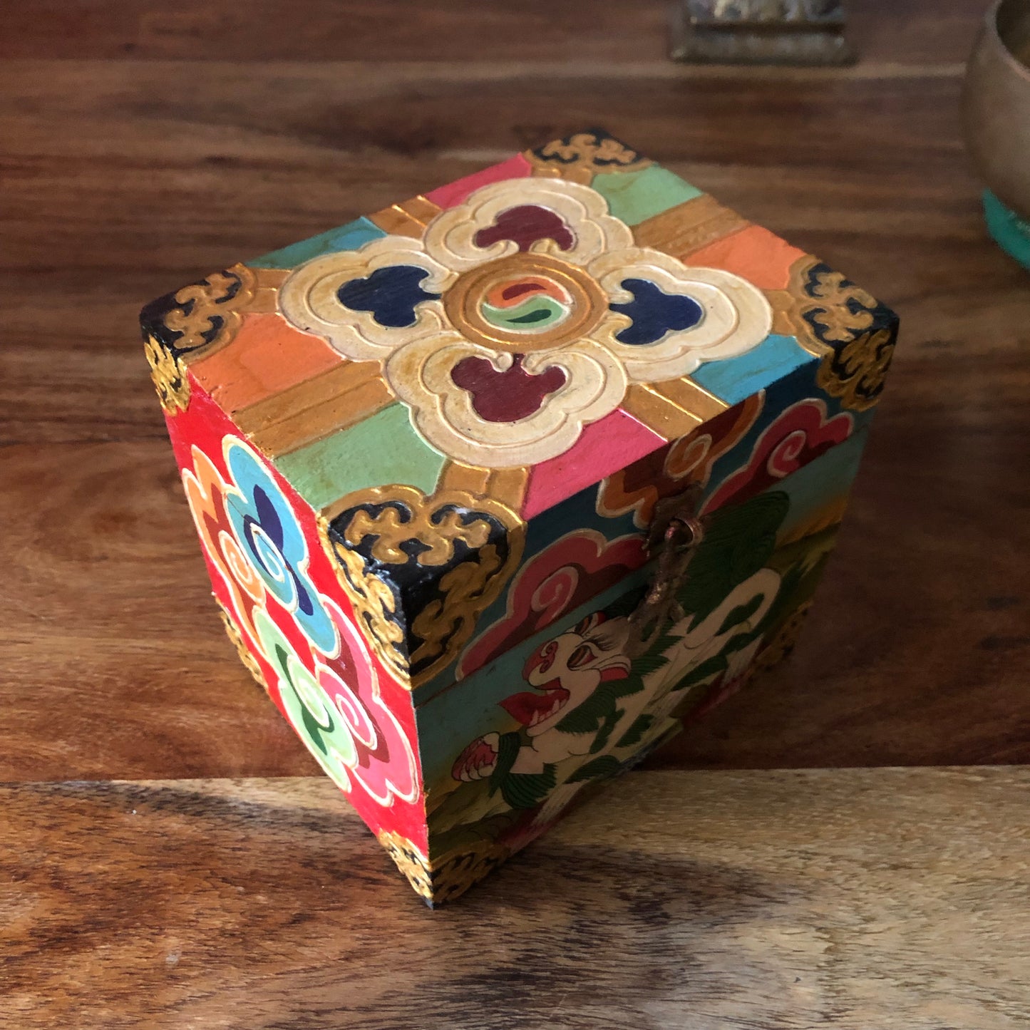 Square Hand painted  Tibetan  Box 12cm