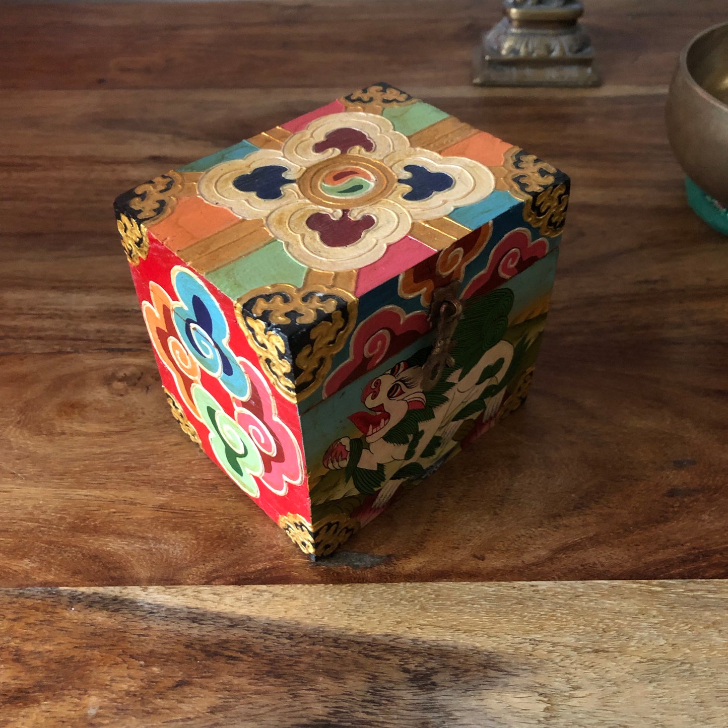 Square Hand painted  Tibetan  Box 12cm