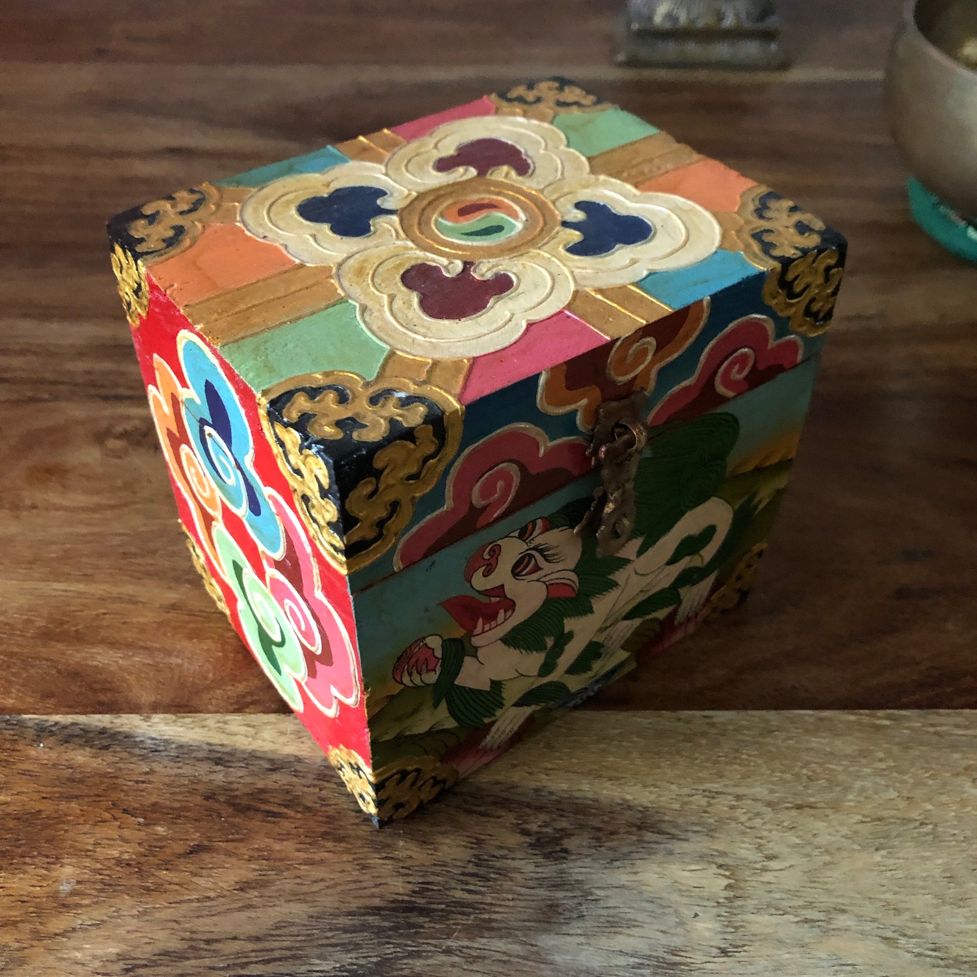 Square Hand painted  Tibetan  Box 12cm