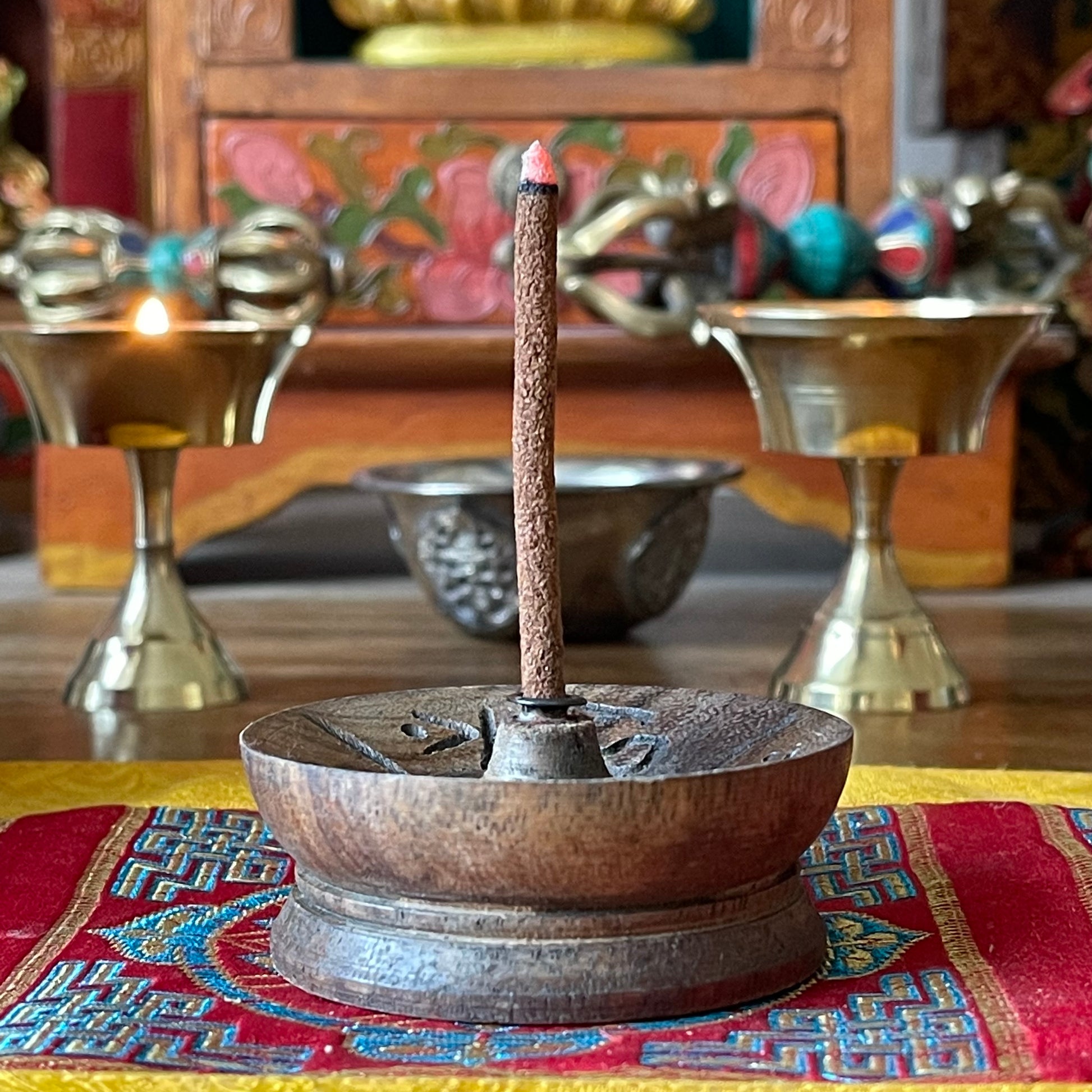 Tibetan Om Wood Incense Holder
