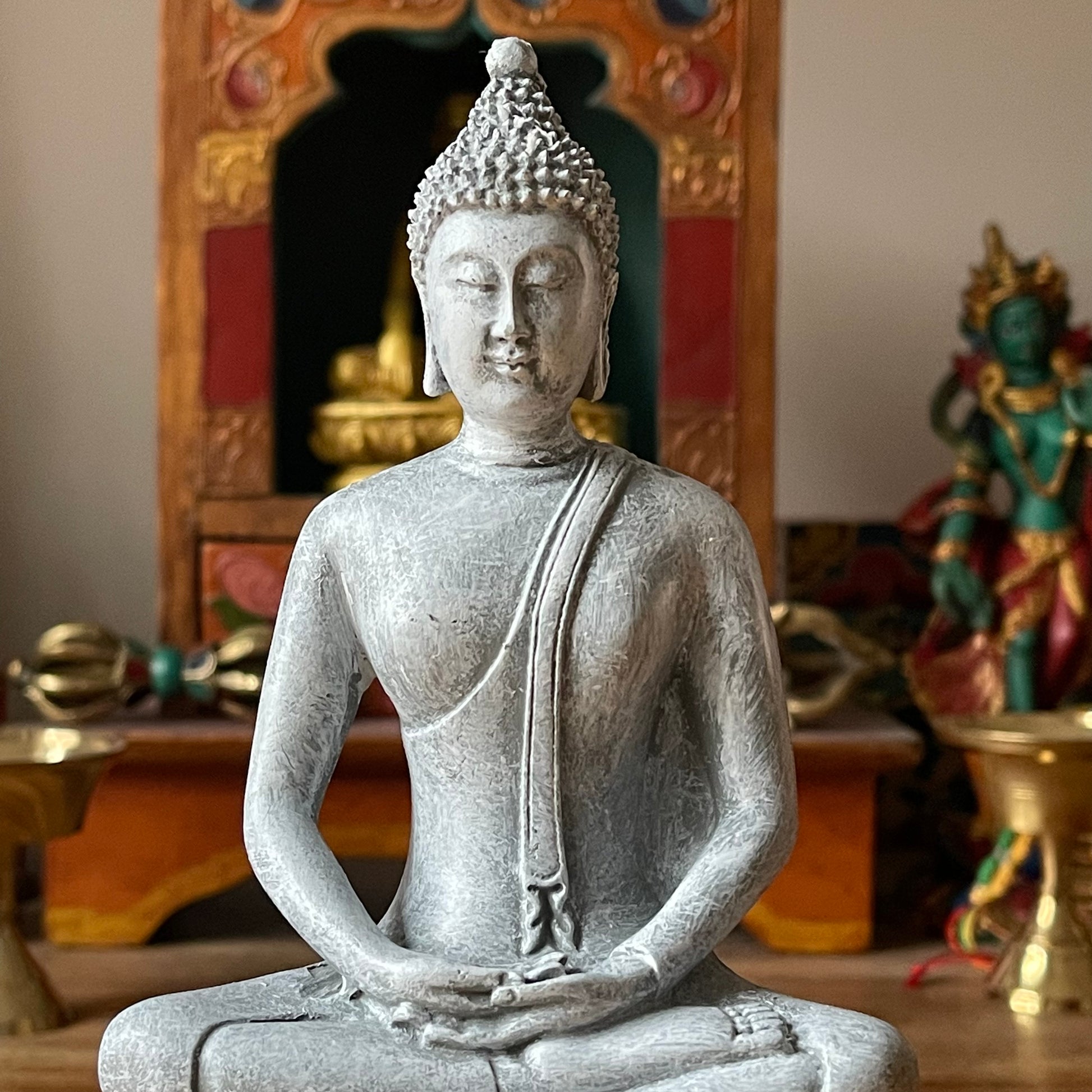 Meditating Buddha Thailand grey